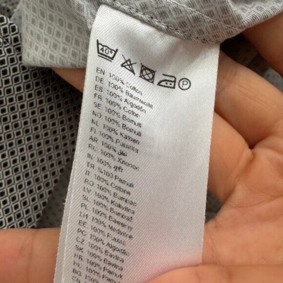 ETON Gray Diamond Patterned Collard Button Up Shirt Sz 44 17 1/2 - Picture 8 of 8